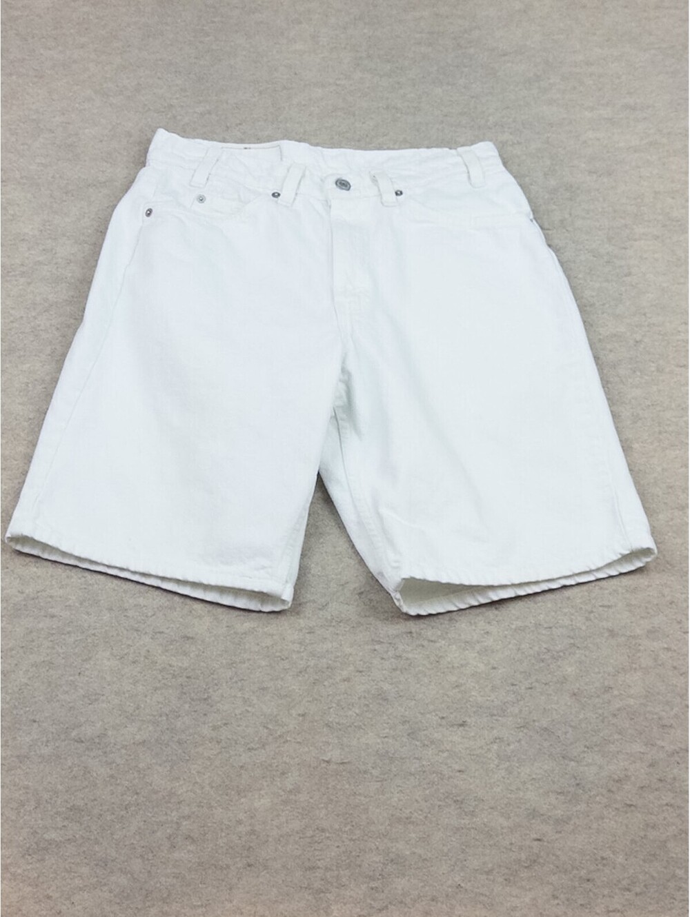 Vintage 1997 Levi’s 550 White Denim Jorts Orange Tab Made in USA Size 32